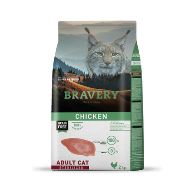 Bravery Pollo Gato Adulto Esterilizado 2 Kg