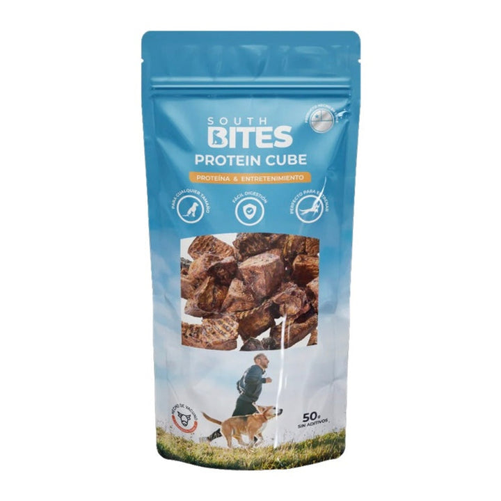 South Bites snack perro Protein Cube 50 grs empaque vista frontal