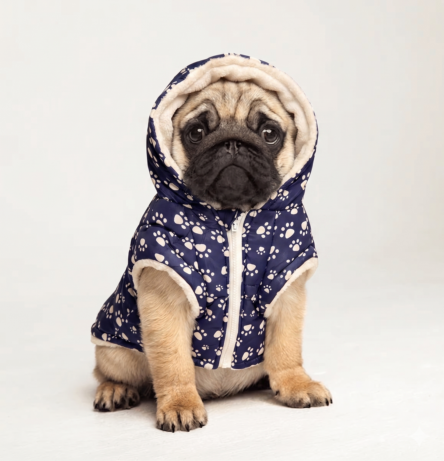 Parka Impermeable con Chiporro y Gorro Azul Perros y Gatos