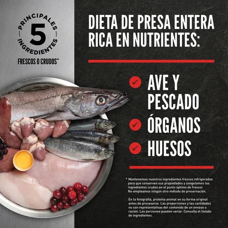 Orijen Puppy libre de granos infografía ingredientes y beneficios