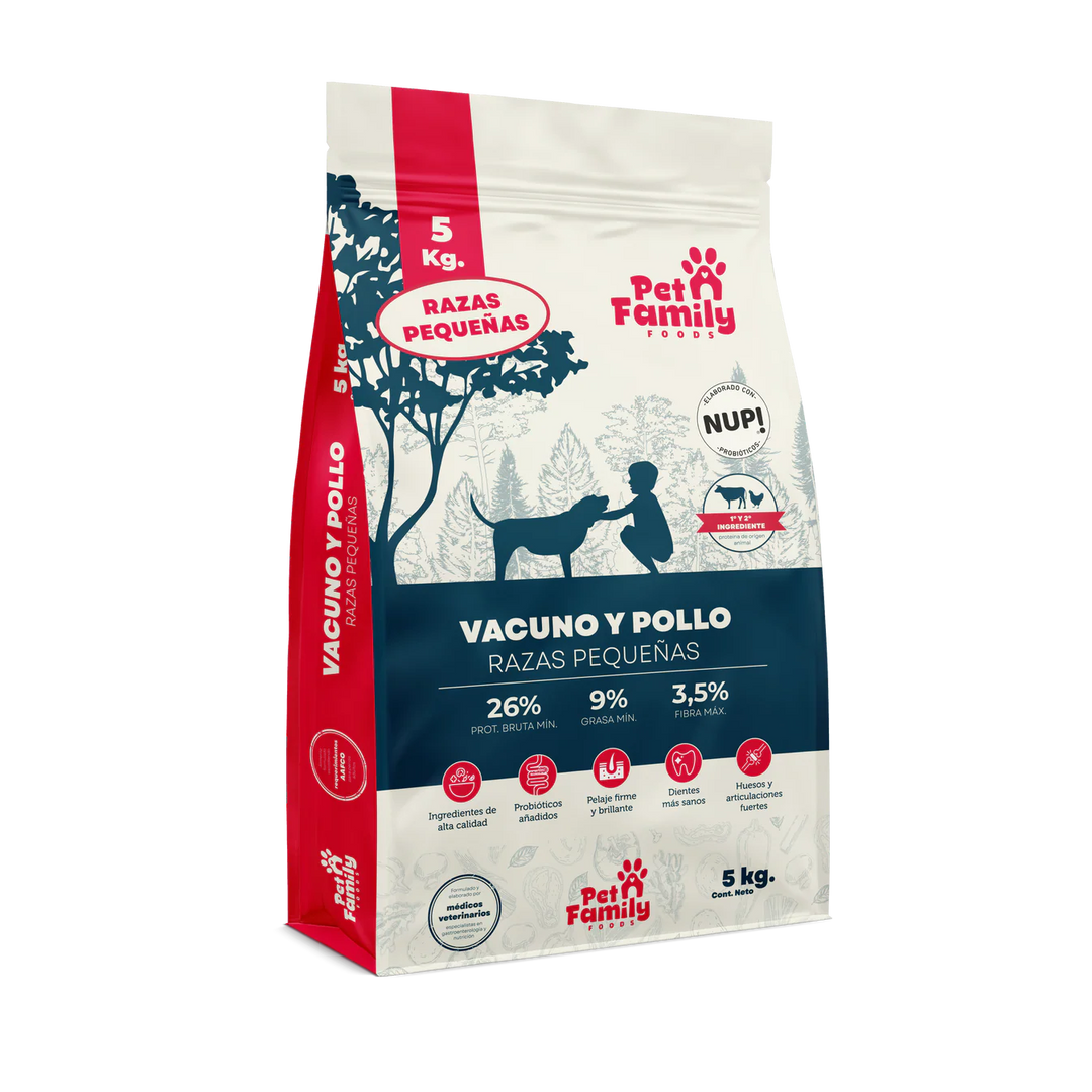 Pet Family razas pequeñas 5 Kg alimento seco para perro adulto empaque