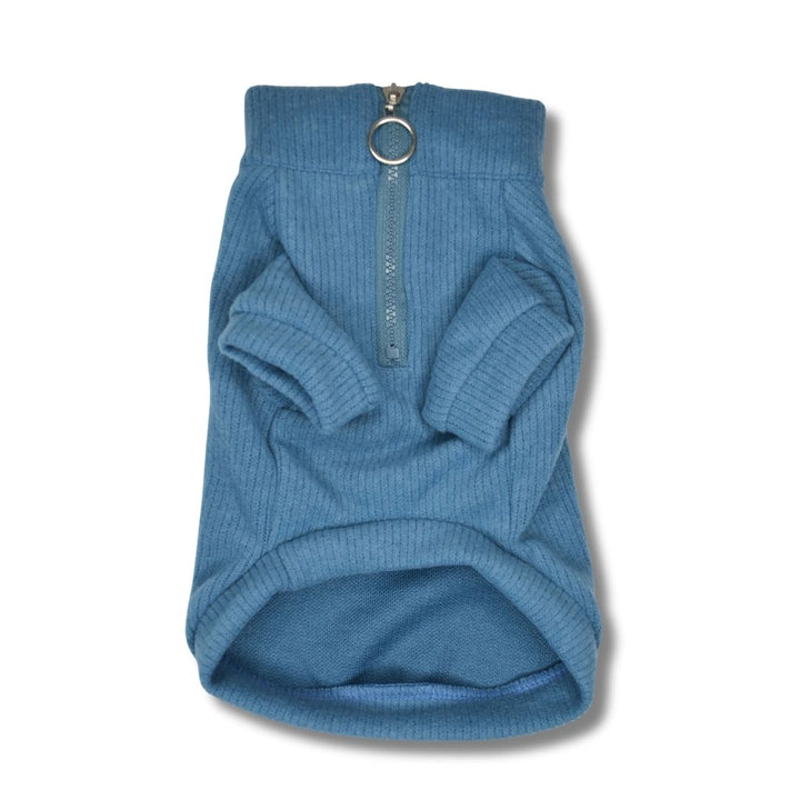 Pet Lounge sweater azul perros y gatos vista lateral