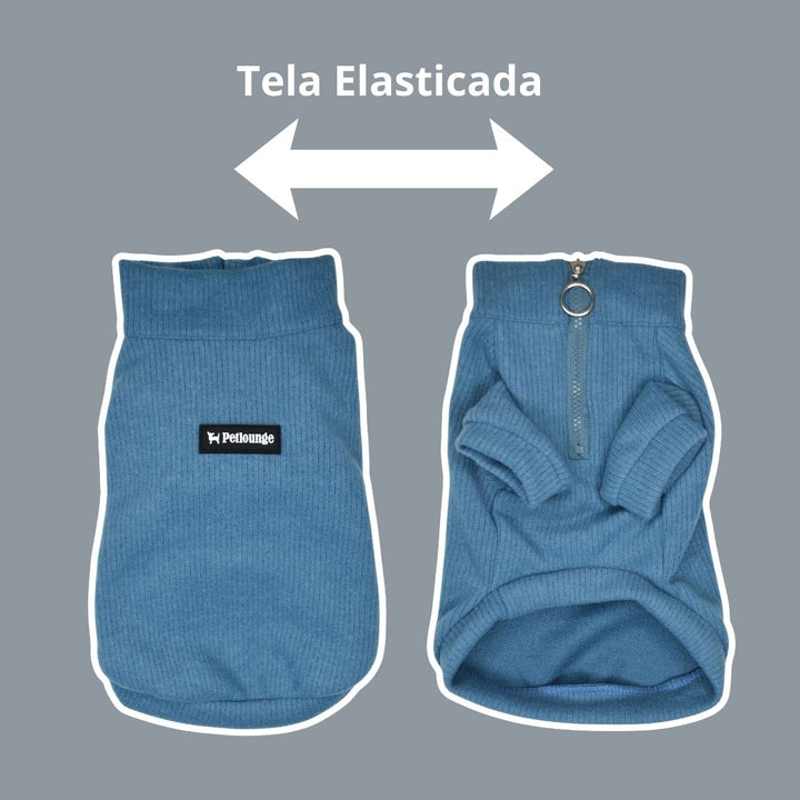Pet Lounge sweater azul para perros y gatos detalle puños