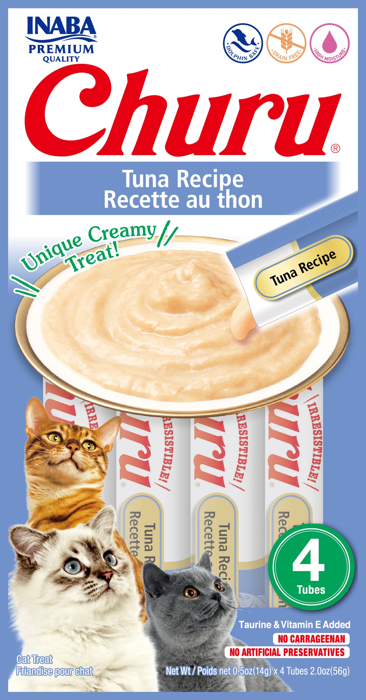 Churu snack líquido sabor atún para gatos 4 tubos 14 grs vista frontal