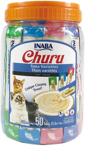 Churu snack variedades atún pack 50 unidades para gatos vista frontal