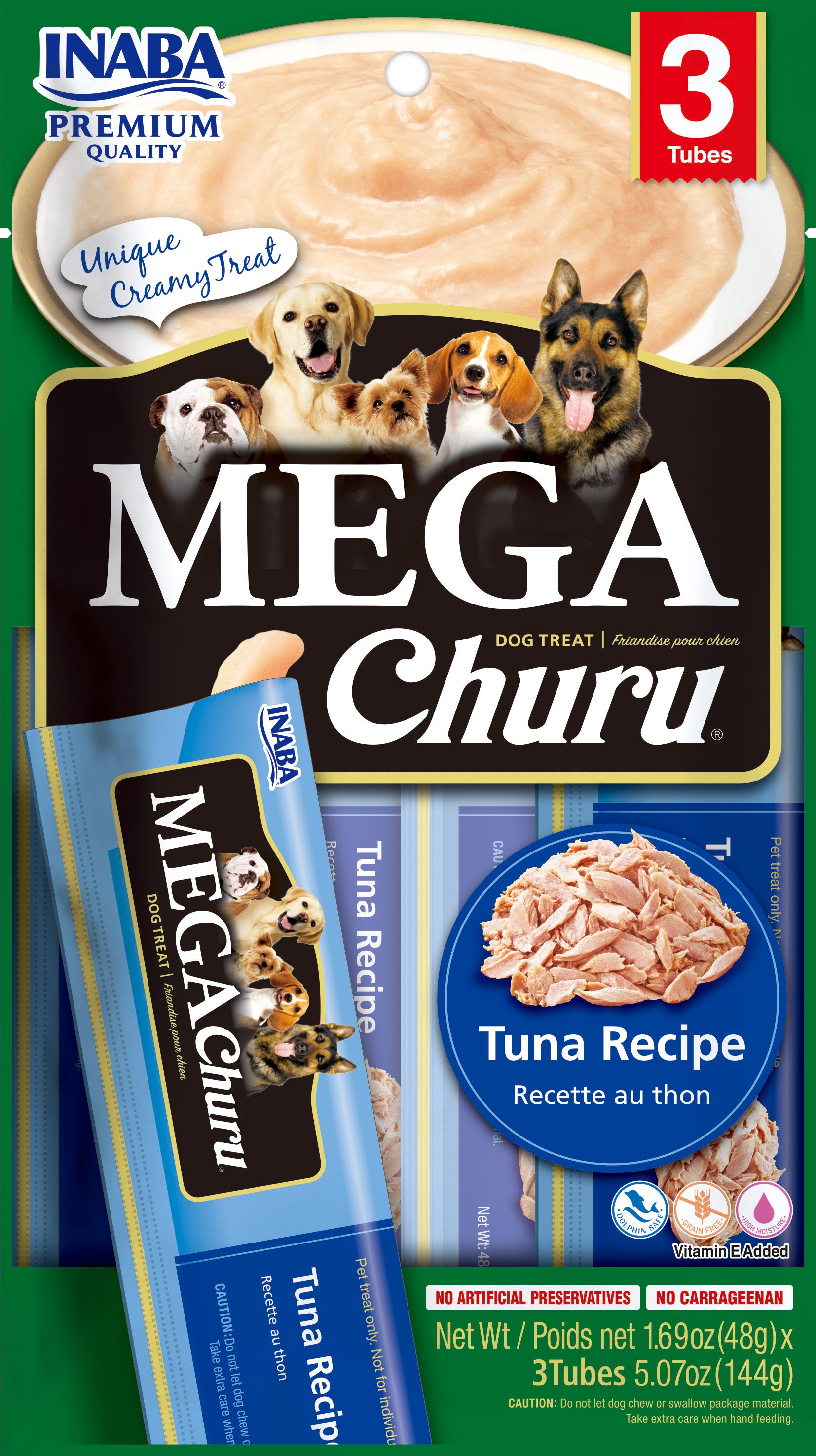 Mega Churu snack líquido sabor atún para perros 3 unidades vista frontal