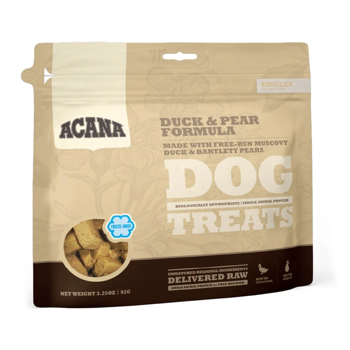 Acana Duck &amp; Pear Treats 35 grs snack para perros vista frontal