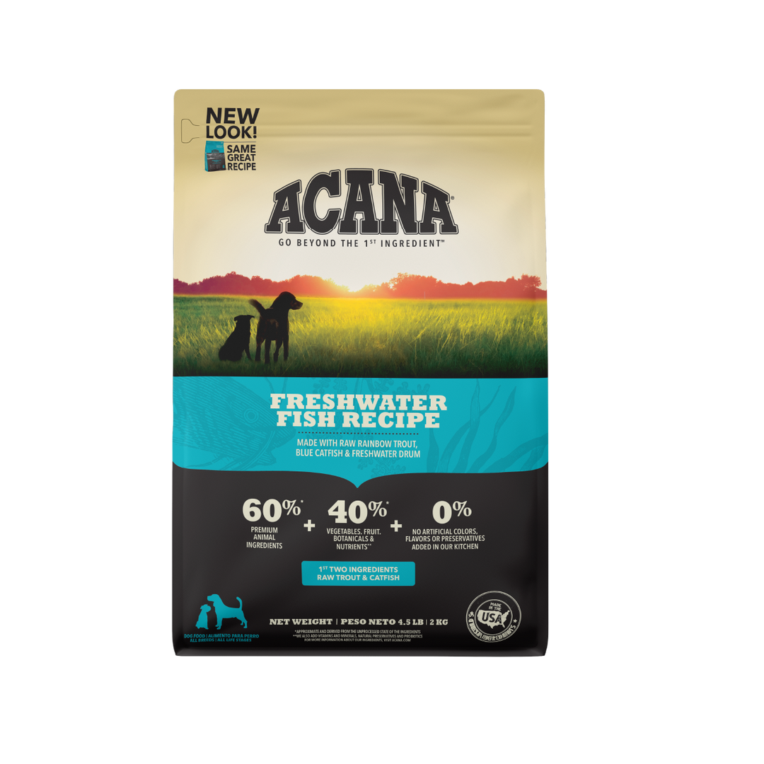 Acana Freshwater Fish libre de granos 11.4 kg alimento para perros vista frontal