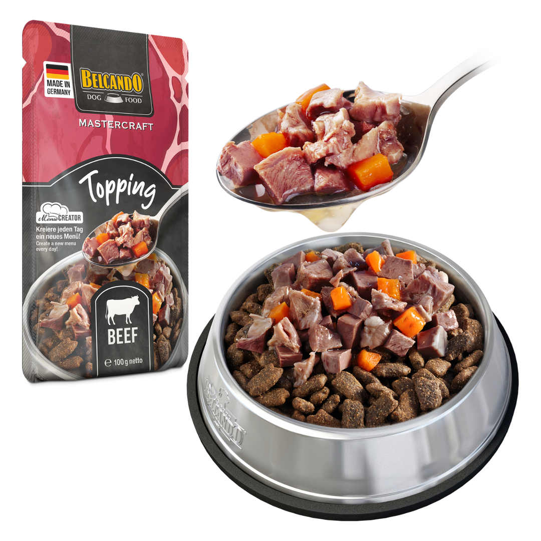 Belcando Mastercraft Topping Ternera pouch 100g detalle textura