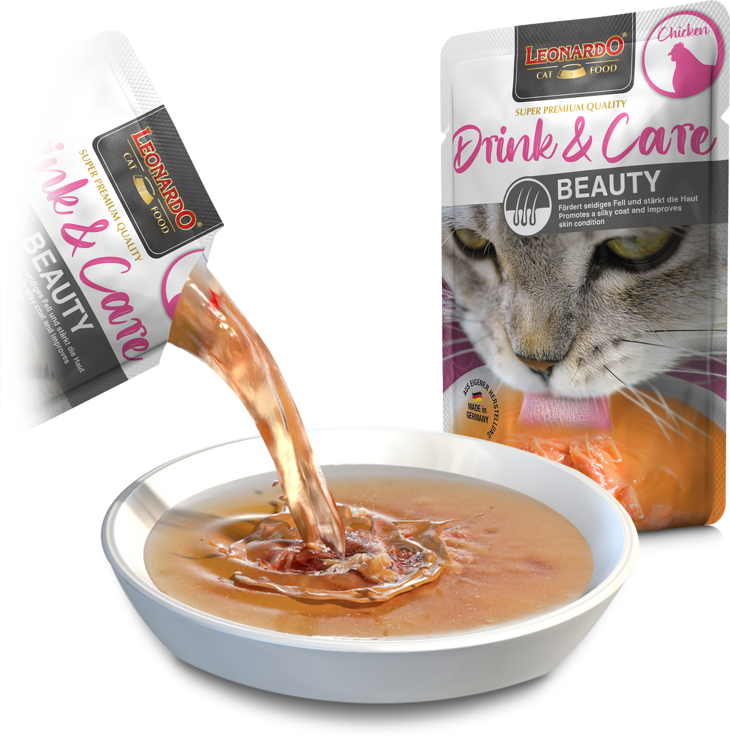 Leonardo Gato Drink & Care Beauty Pollo Display Pouch 40 Grs.