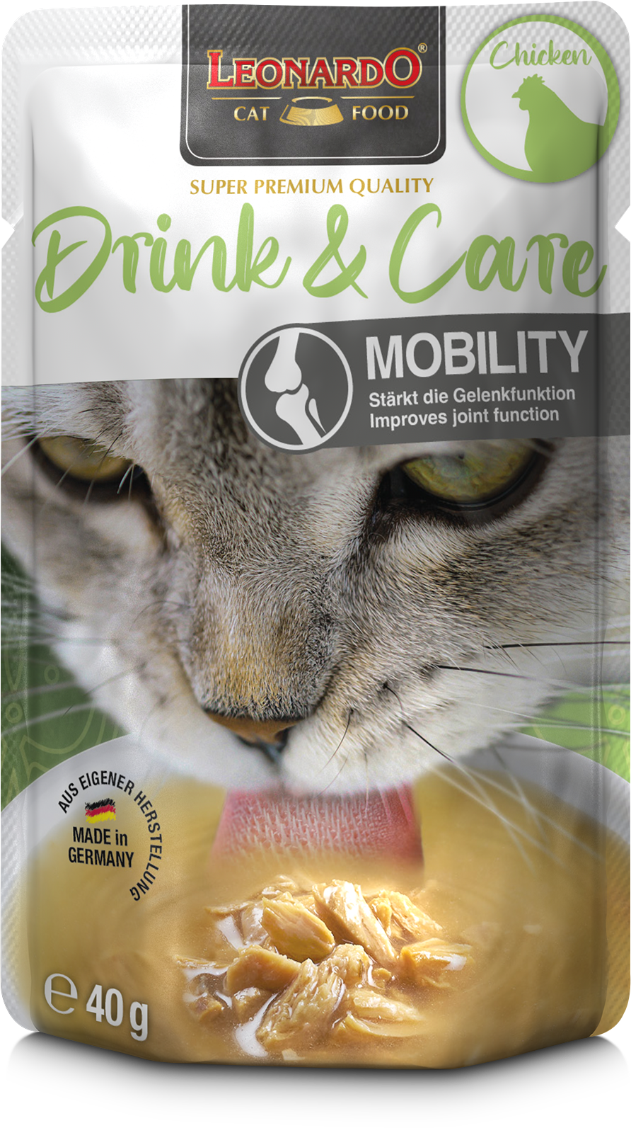 Leonardo Gato Drink & Care Mobility Pollo Pouch 40 Grs.