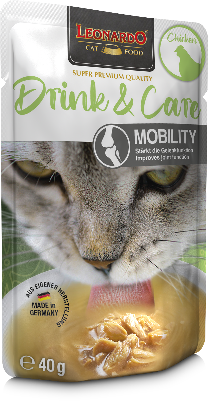 Leonardo Gato Drink & Care Mobility Pollo Pouch 40 Grs.
