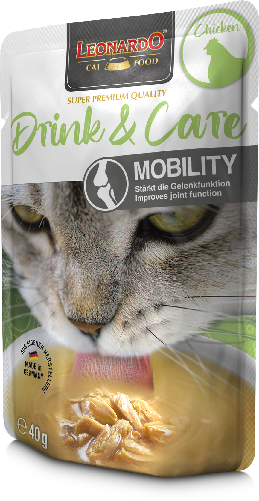 Leonardo Gato Drink & Care Mobility Pollo Pouch 40 Grs.
