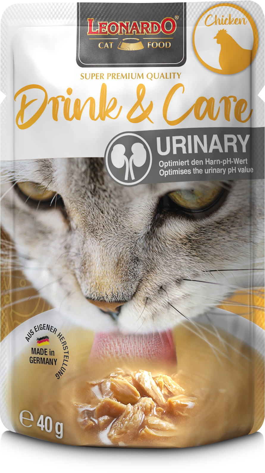 Leonardo Gato Drink & Care Urinary Pollo Pouch 40 Grs.