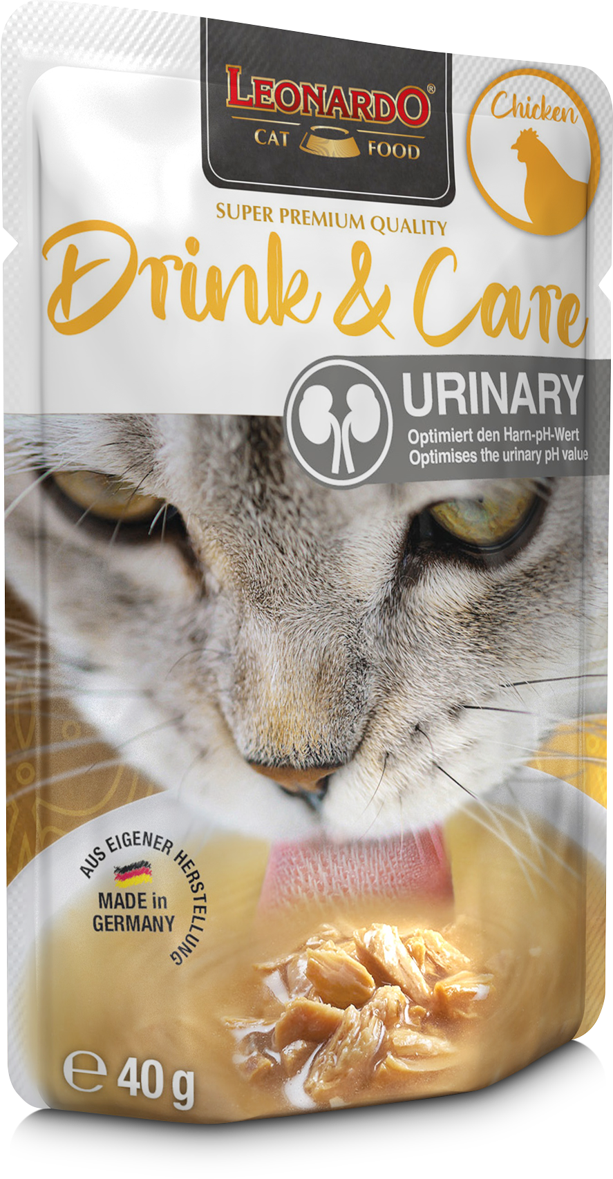 Leonardo Gato Drink & Care Urinary Pollo Pouch 40 Grs.