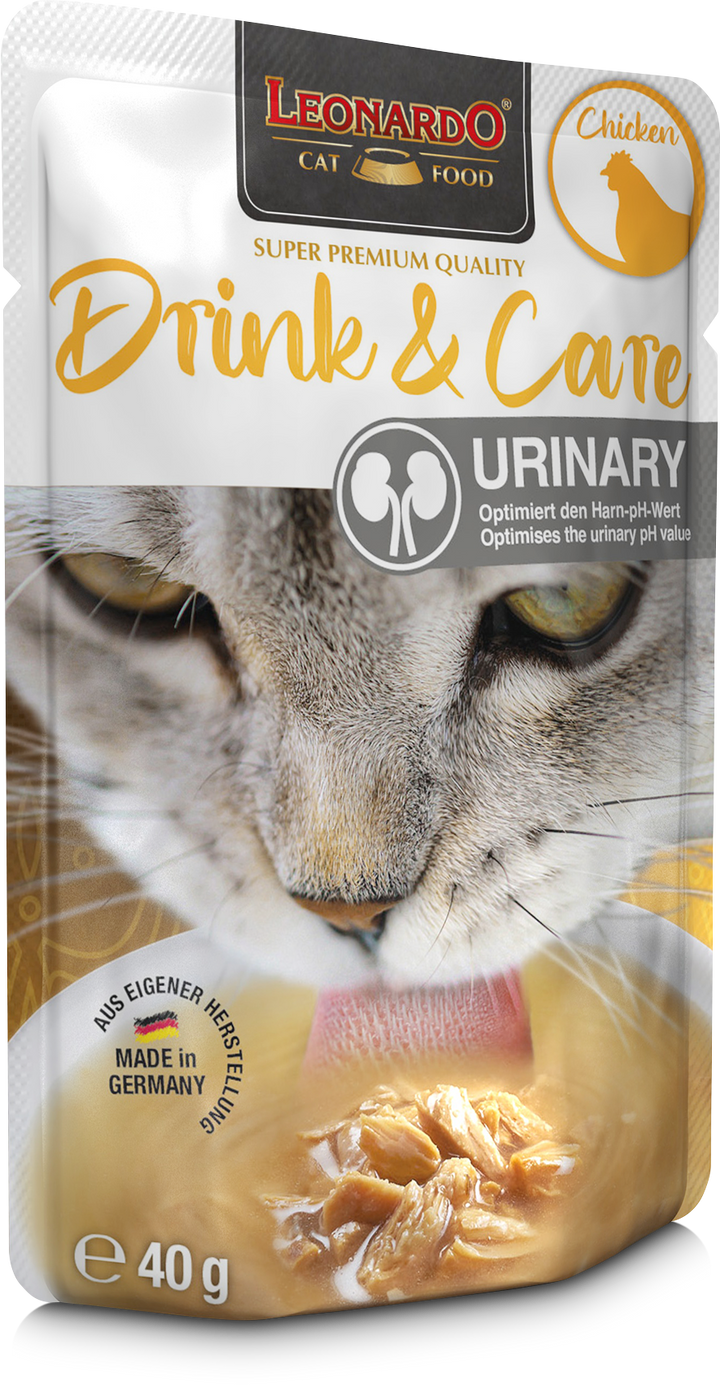 Leonardo gato Drink &amp; Care Urinary pouch 40 grs vista lateral izquierdo