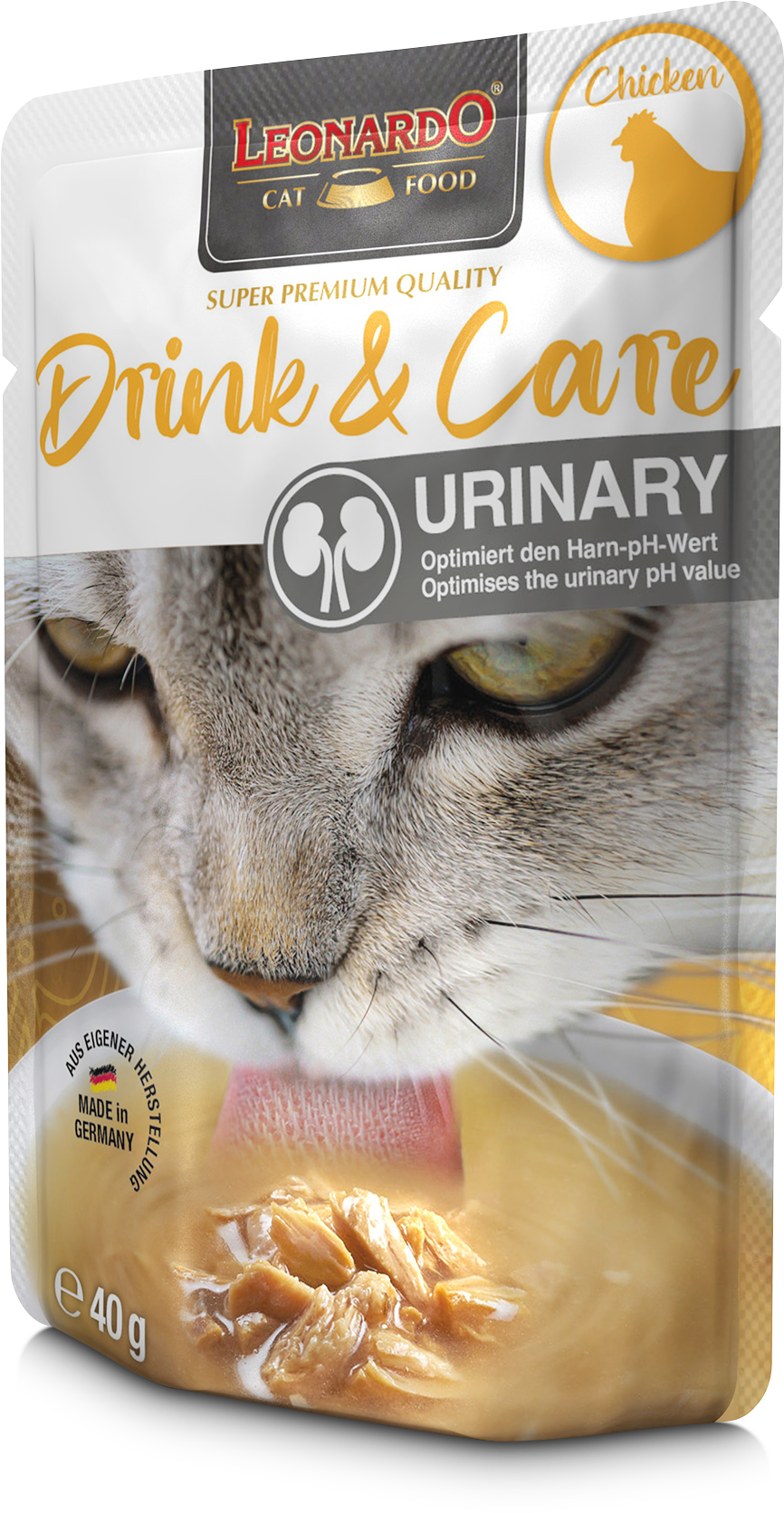 Leonardo Gato Drink & Care Urinary Pollo Pouch 40 Grs.