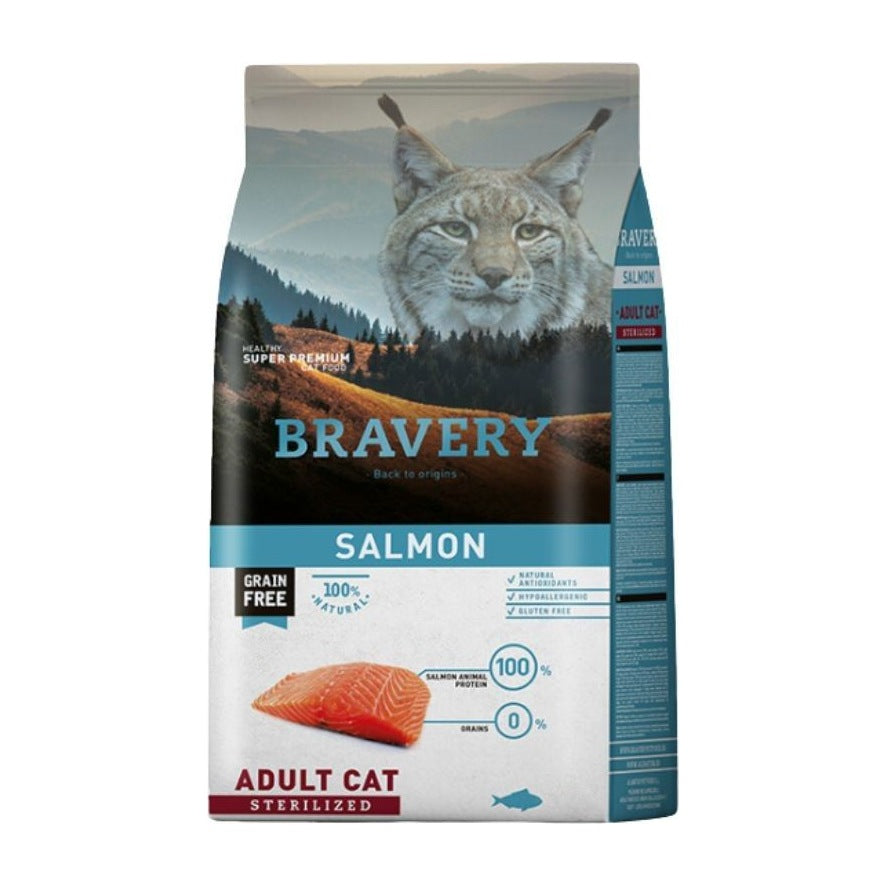Bravery Salmón Gato Adulto Esterilizado, saco de 7 kg