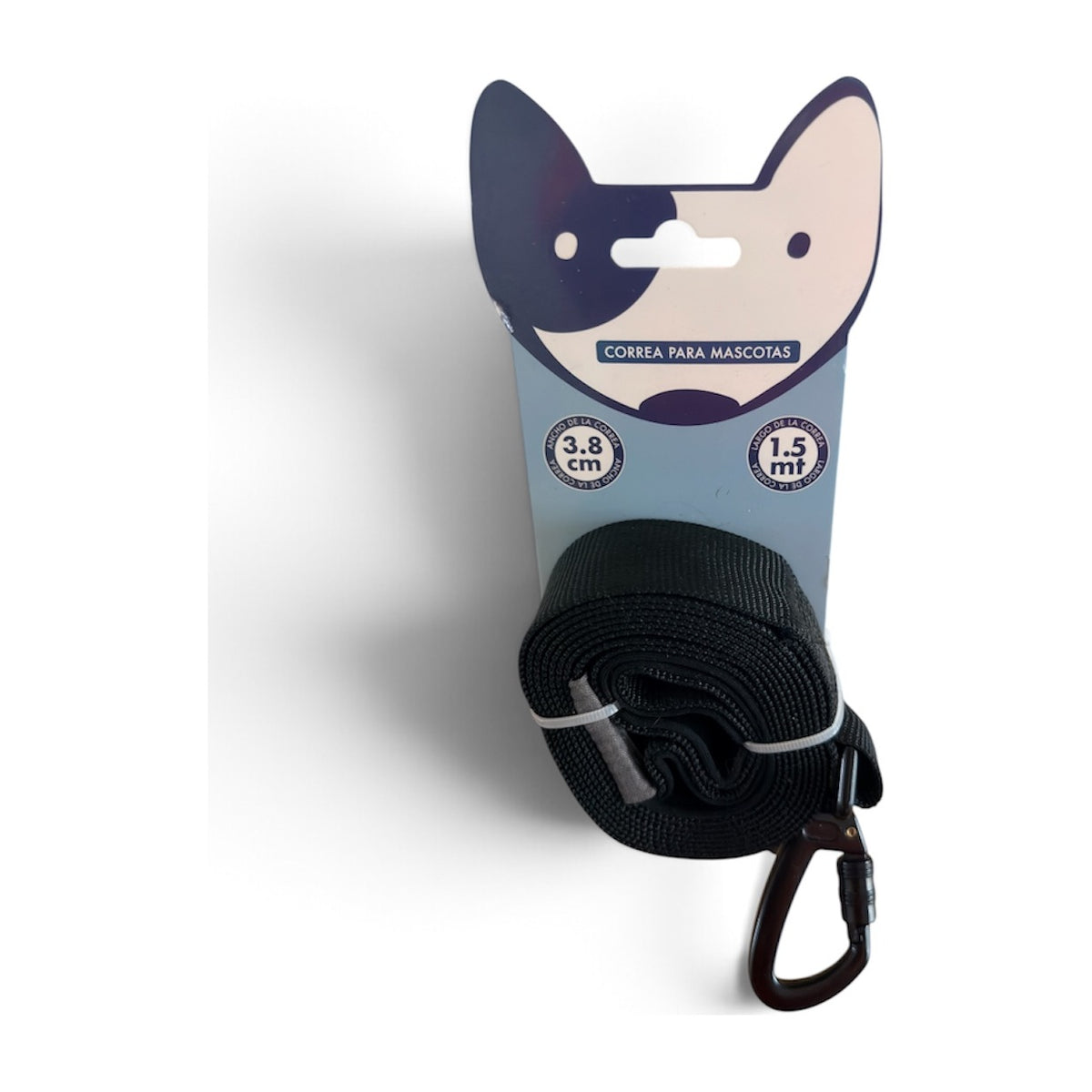 Correa Buen Amigo para perros de 1,5 metros y 3,8 cms de ancho, color negro, en su envase