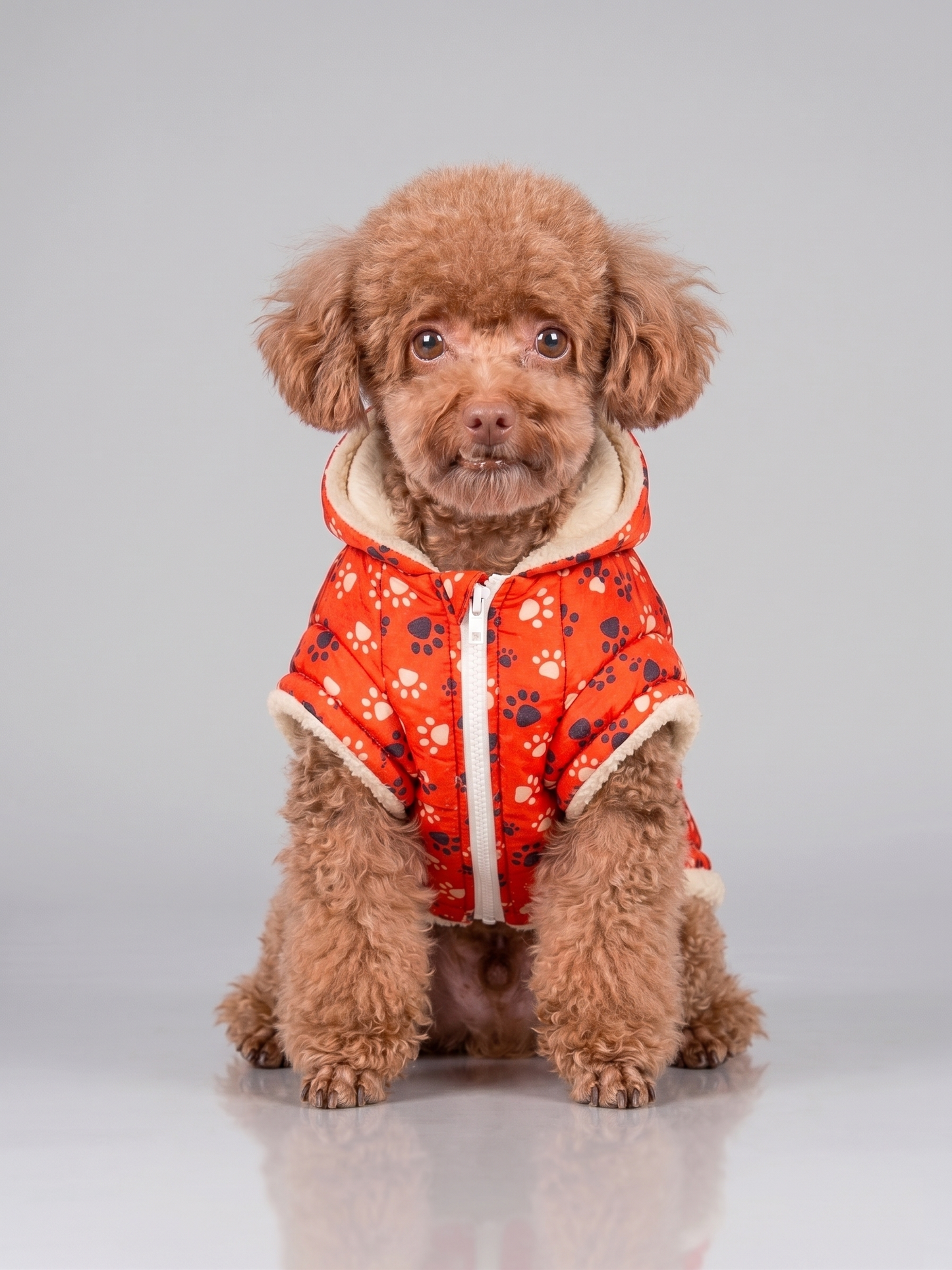 Parka Impermeable con Chiporro y Gorro Roja Perros y Gatos