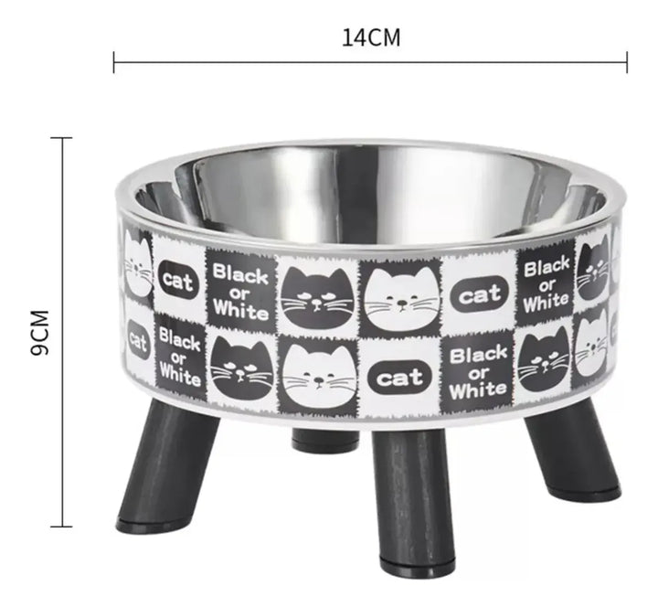 Plato comedero elevado perros y gatos diseño caritas 450 ml medidas