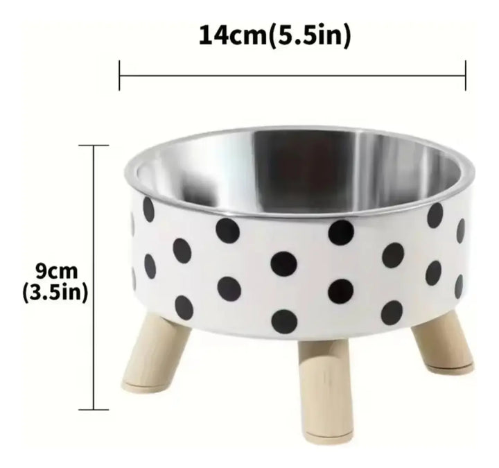 Plato comedero elevado perros y gatos diseño cuadros 450 ml medidas