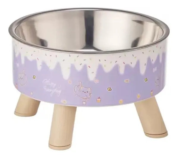 Plato Comedero Elevado Perros y Gatos Morado 450 ml