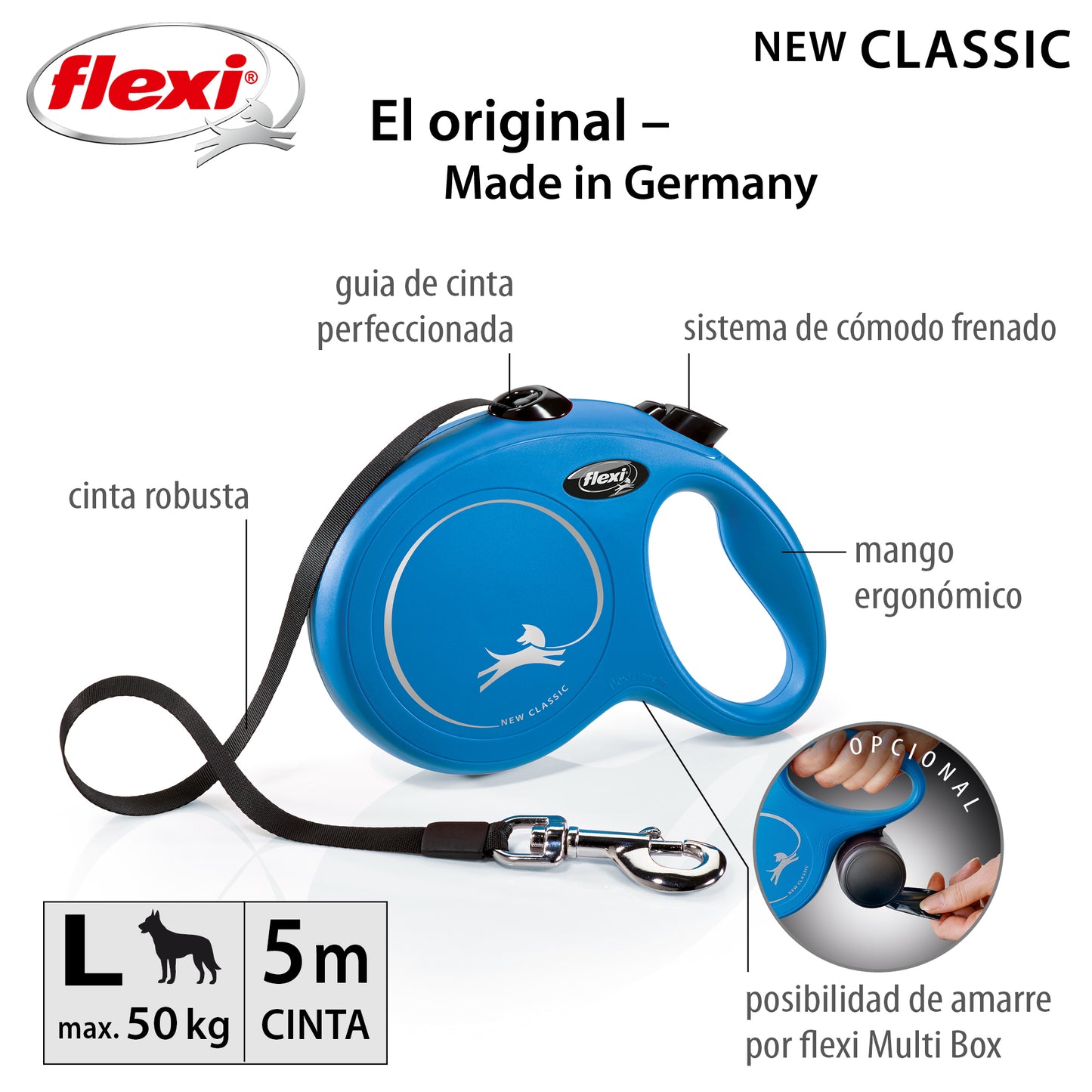 Flexi New Classic Correa L Perros Hasta 50 Kgs. Cinta 5 Mts.