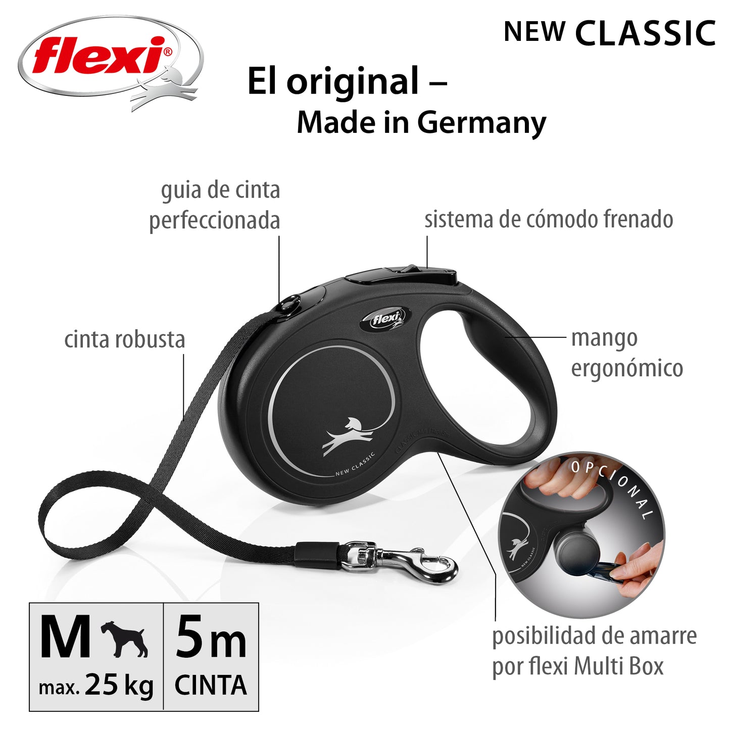Flexi New Classic Correa M Perros Hasta 25 Kgs. Cinta 5 Mts.