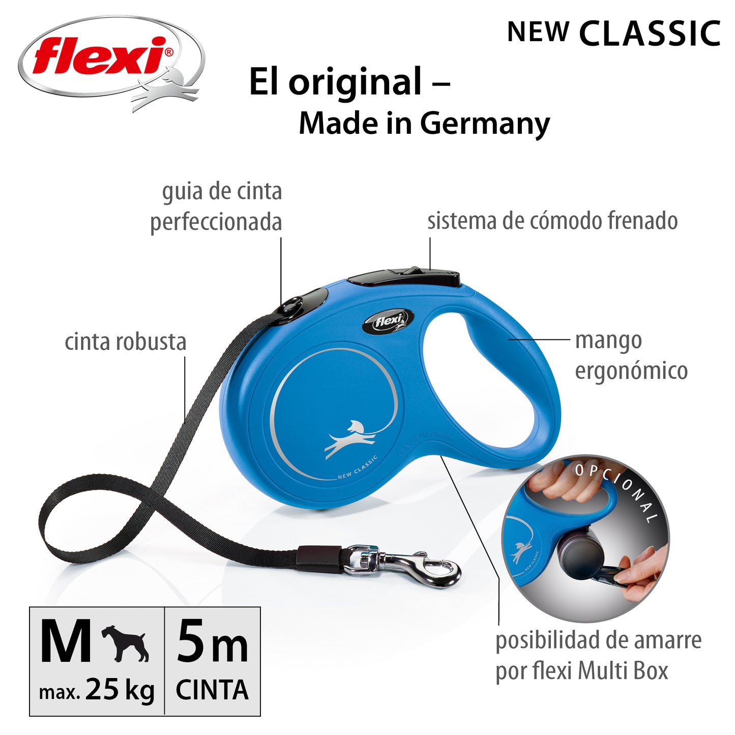 Flexi New Classic Correa M Perros Hasta 25 Kgs. Cinta 5 Mts.