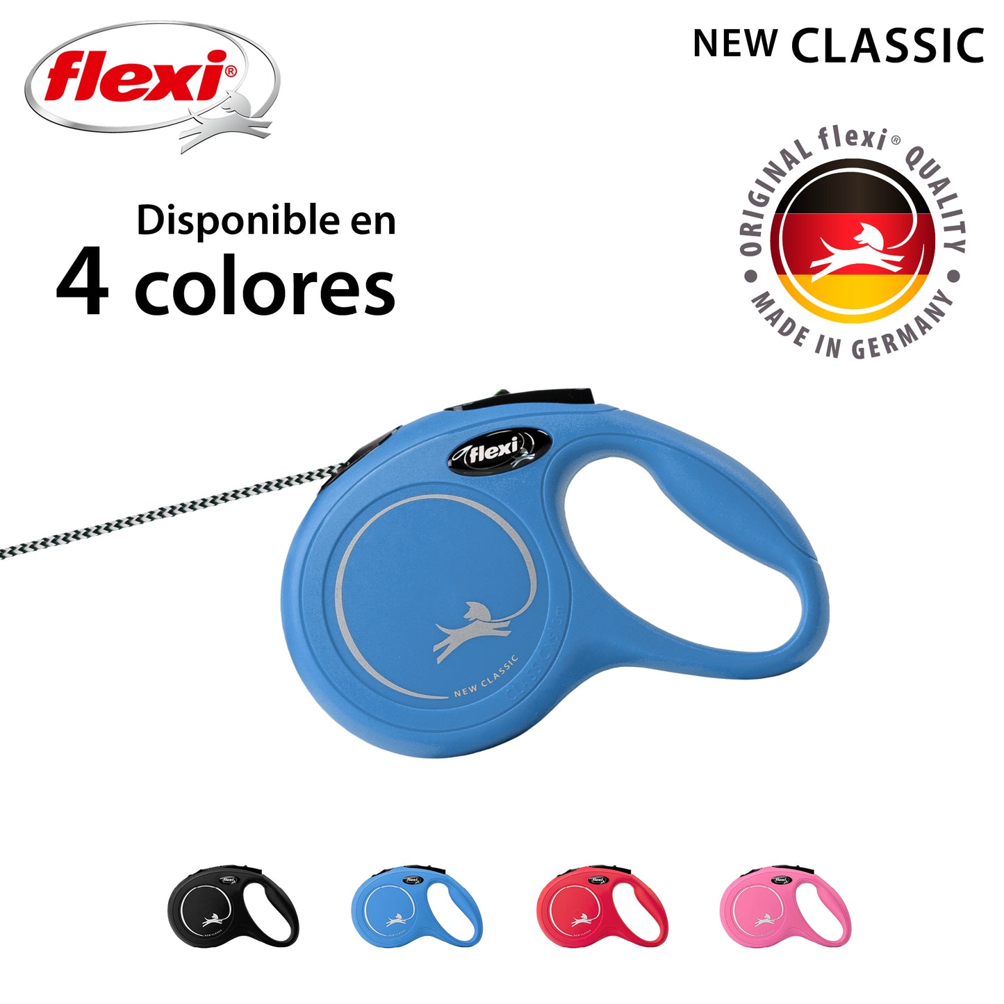 Flexi New Classic Correa Azul XS Perros Hasta 8 Kgs. Cordón 3 Mts.