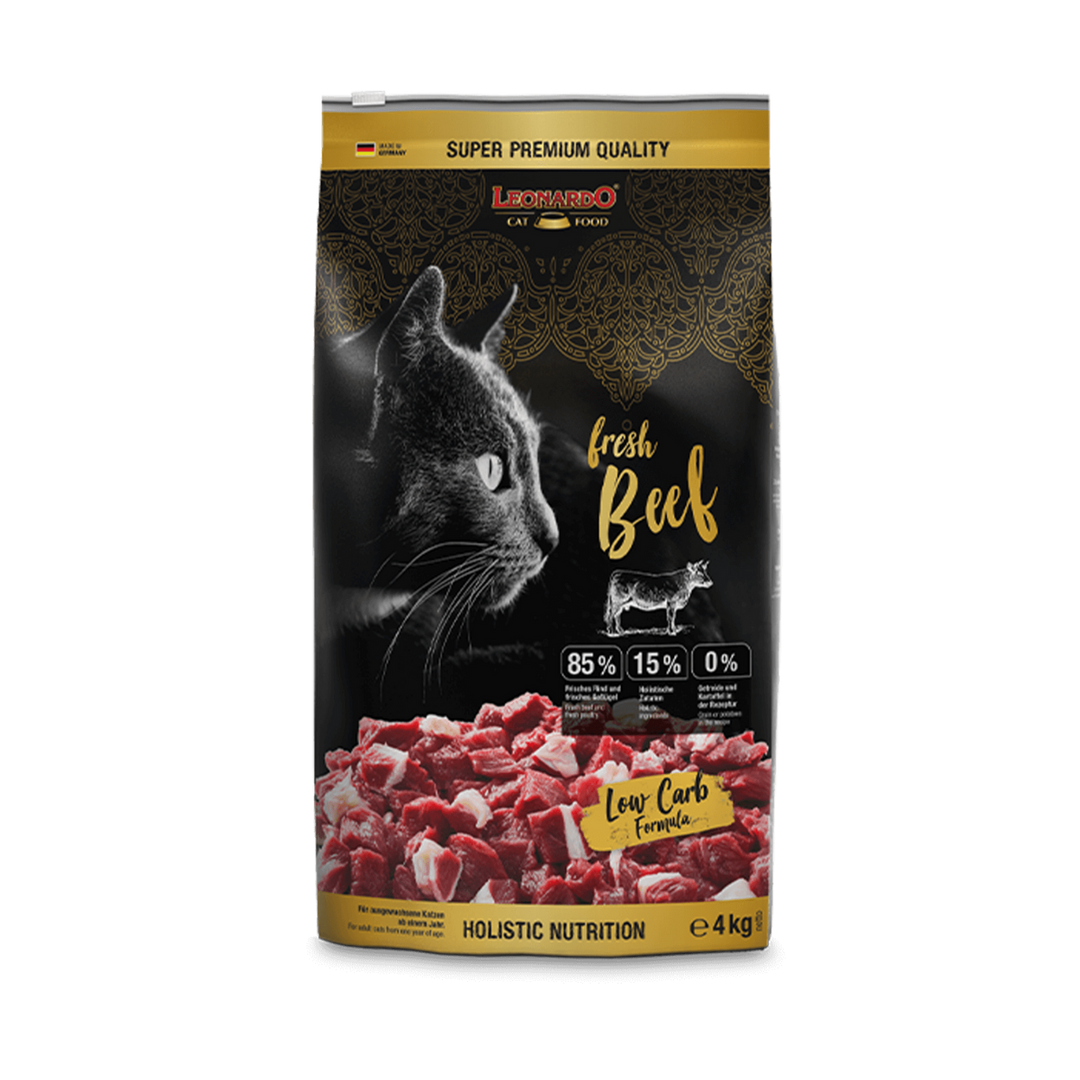Leonardo gato Fresh Beef 4 kg alimento seco vista frontal
