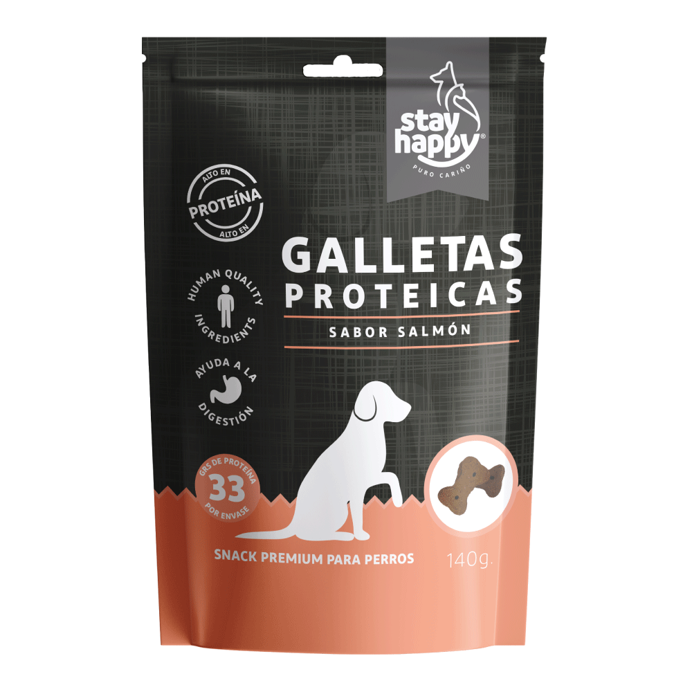 Stay Happy Galletas Proteícas Salmón Grain Free 140 Grs.