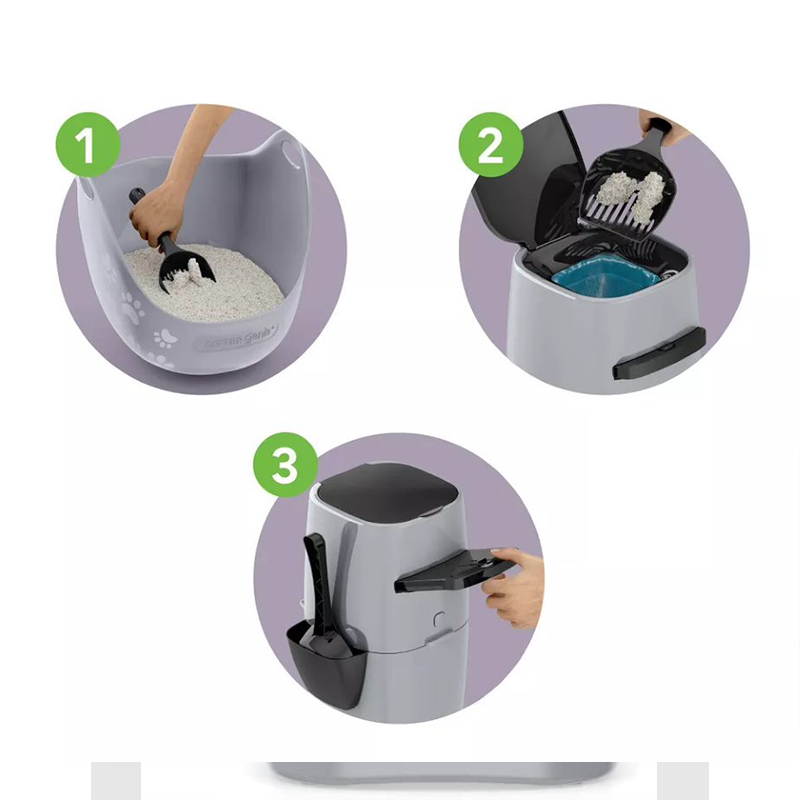 Litter Genie Pail Design Plus para gatos vista lateral cerrado