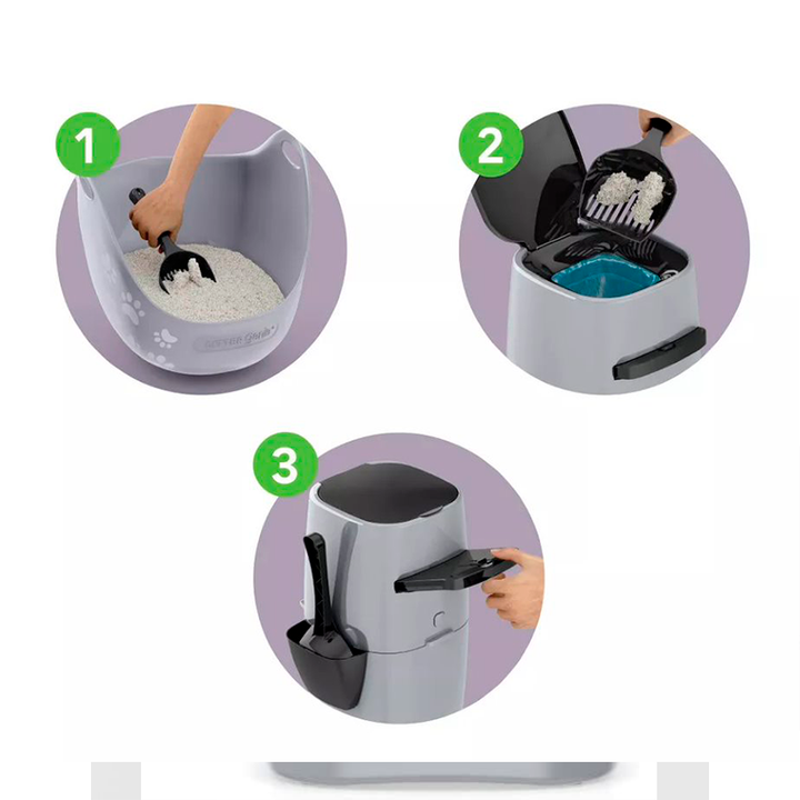 Litter Genie Pail Design Plus para gatos vista lateral cerrado