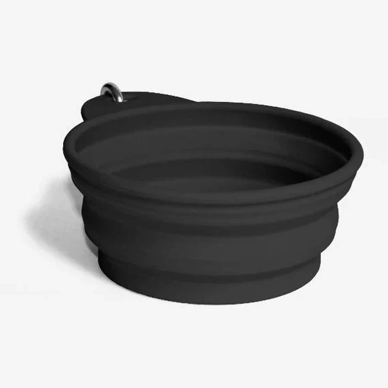 Zee Dog Go Bowl negro plato portátil para perro vista frontal