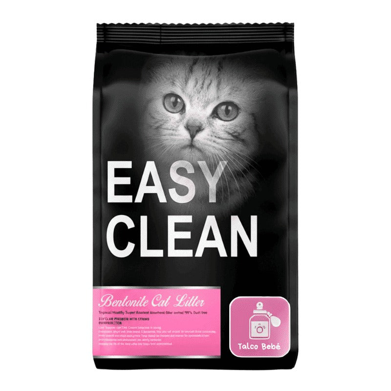 Easy Clean arena sanitaria aroma talco bebé para gatos 8 kg empaque vista frontal