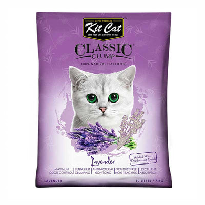 Kit Cat Clasic Clump 100% Natural Cat Litter Lavanda 7 Kg