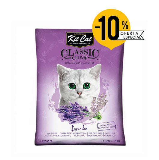 Kit Cat Classic Clump arena natural lavanda 7 kg vista frontal