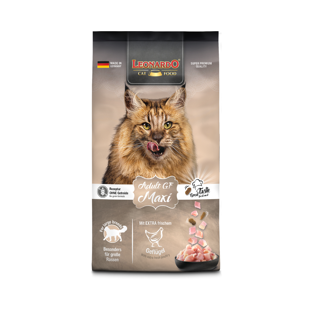 Leonardo Adult GF libre de granos 7.5 kg alimento seco para gatos vista frontal