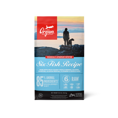 Orijen Six Fish libre de granos 10.6 kg alimento para perros vista frontal