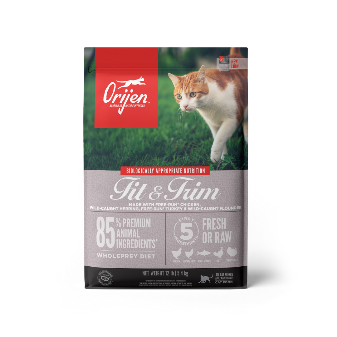 Orijen Fit &amp; Trim libre de granos alimento para gatos vista frontal