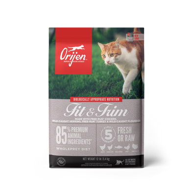 Orijen Fit & Trim libre de granos alimento para gatos vista frontal