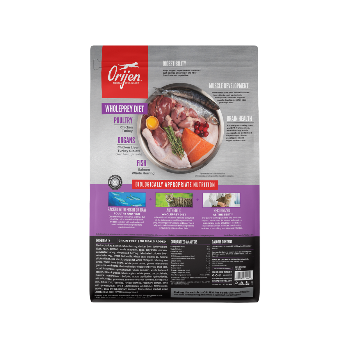 Orijen Kitten Formula libre de granos alimento para gatitos vista trasera