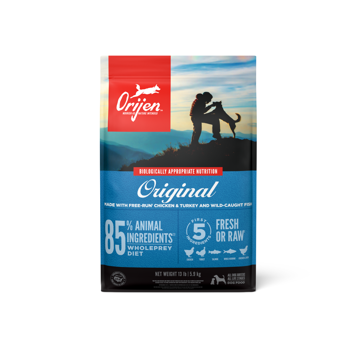 Orijen Original Dog libre de granos 5.9 kg alimento para perros vista frontal
