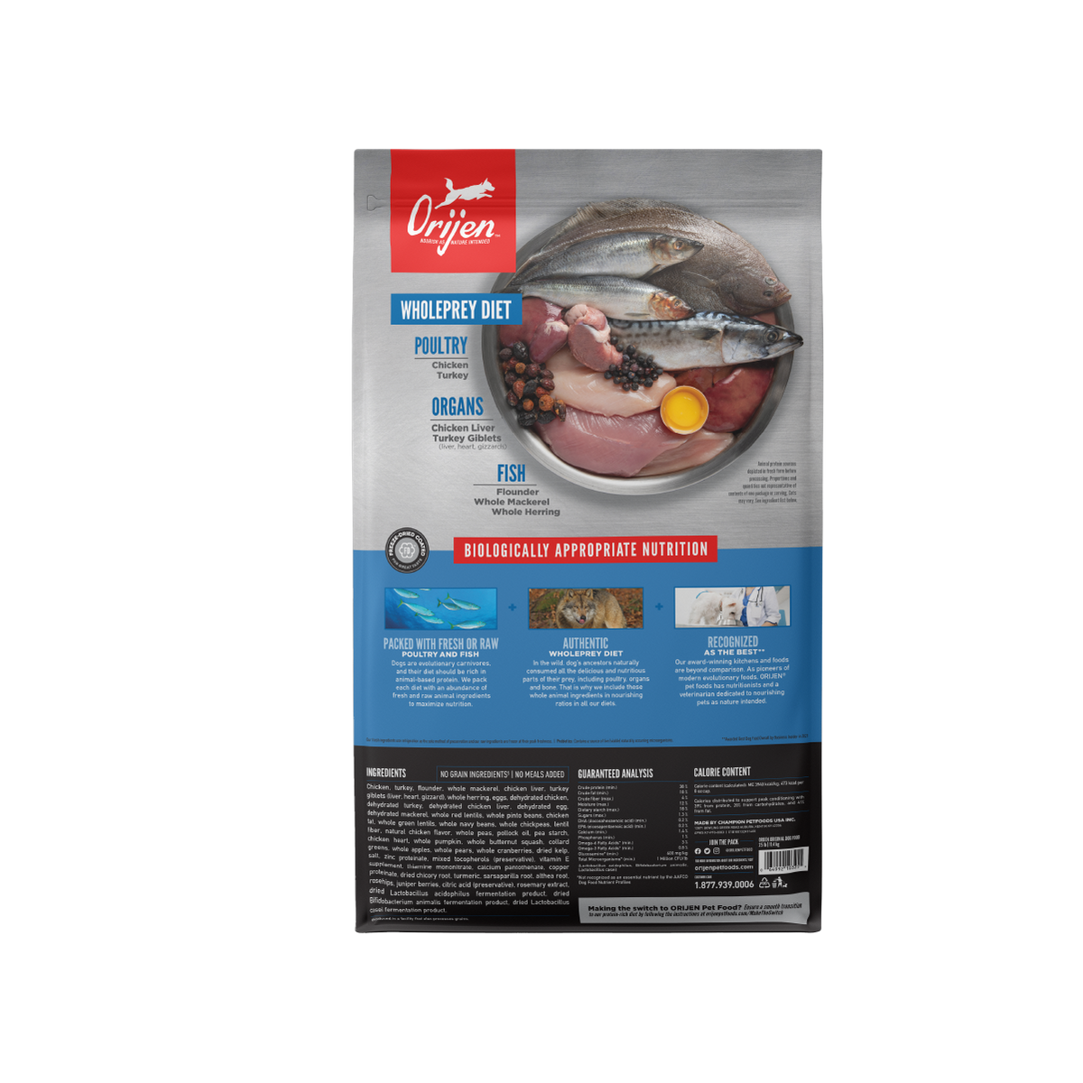 Orijen Original Dog libre de granos 10.6 kg alimento para perros vista trasera