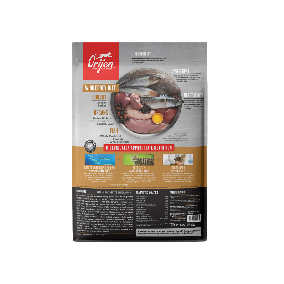 Orijen Original Cat libre de granos alimento para gatos vista trasera