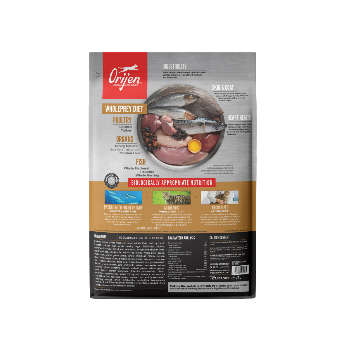 Orijen Original Cat libre de granos alimento para gatos vista trasera
