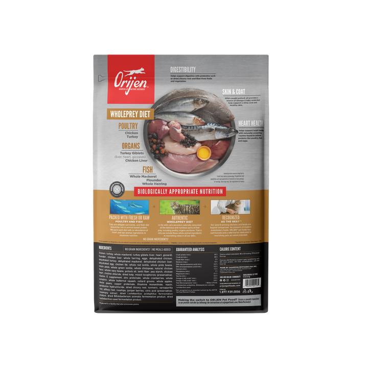 Orijen Original Cat libre de granos alimento para gatos vista trasera