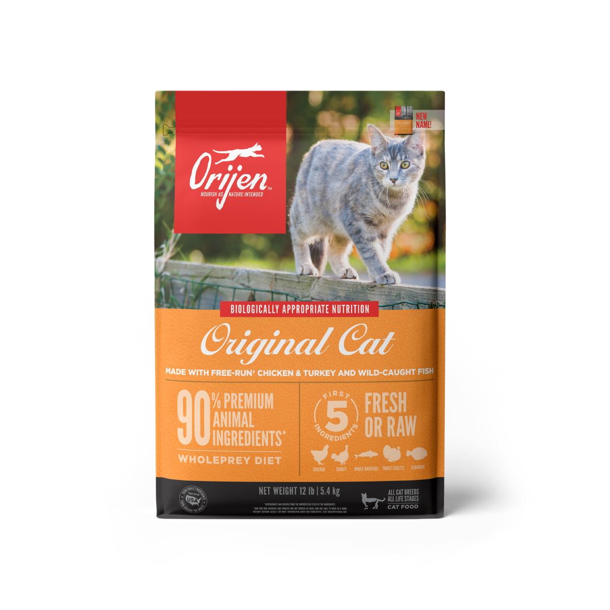 Orijen Original Cat libre de granos alimento para gatos vista frontal